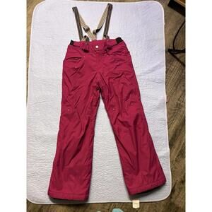 Columbia Girls Ski Pants Pink Insulated With Suspenders Size L 14/16 FAST SHIP